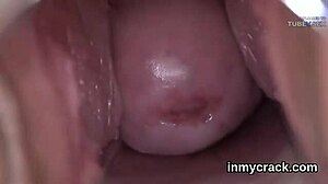 Primer plano de una hermosa vagina estirada de melocotón