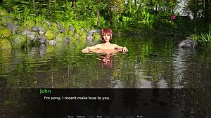 Permainan porno 3D: Pengembaraan erotik Jhons dengan Audrey dan Lizzie di tepi sungai