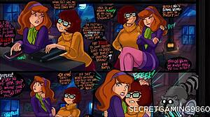 Daphnes lame apasionadamente el estrecho agujero trasero de Velmas en un encuentro lésbico temático de Halloween
